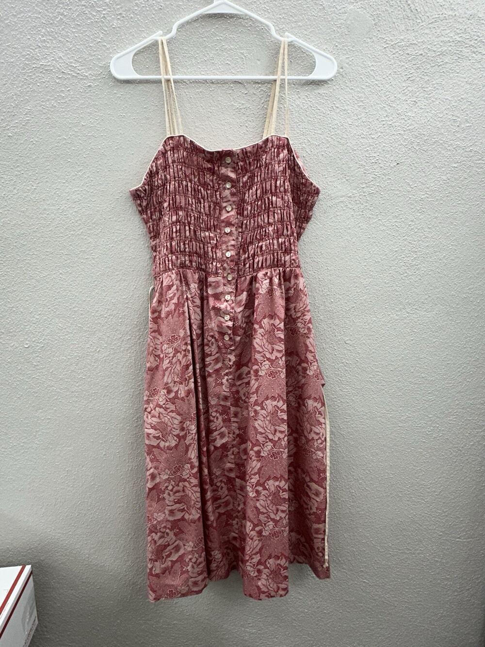 JT Jody of California Womens Dress Size 14 Red Floral Vintage Half Button Up